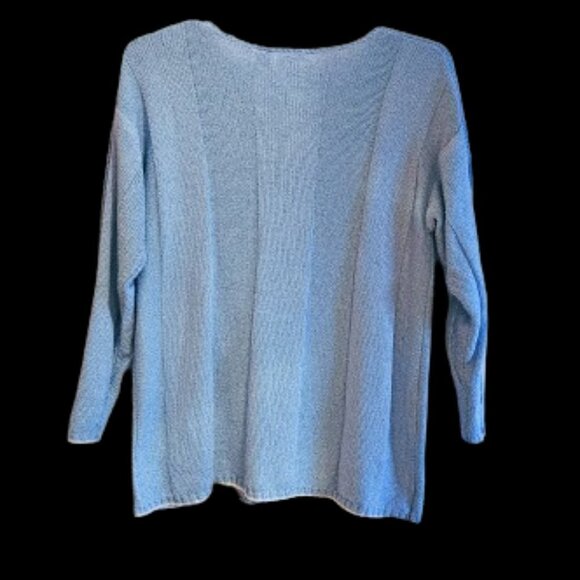 Newport News Pastel Blue Unique Zipper Design Top - M - Picture 2 of 8